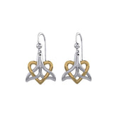 Whale Tail And Heart Silver With 14K Gold Accent Earrings MER2164 - DiveSilver Jewelry